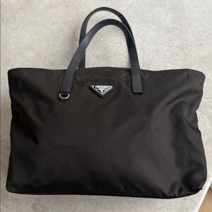 Prada Tessuto Brown Nylon Tote Bag Excellent Condition